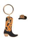 Boot and Hat Keychain and Pin Set