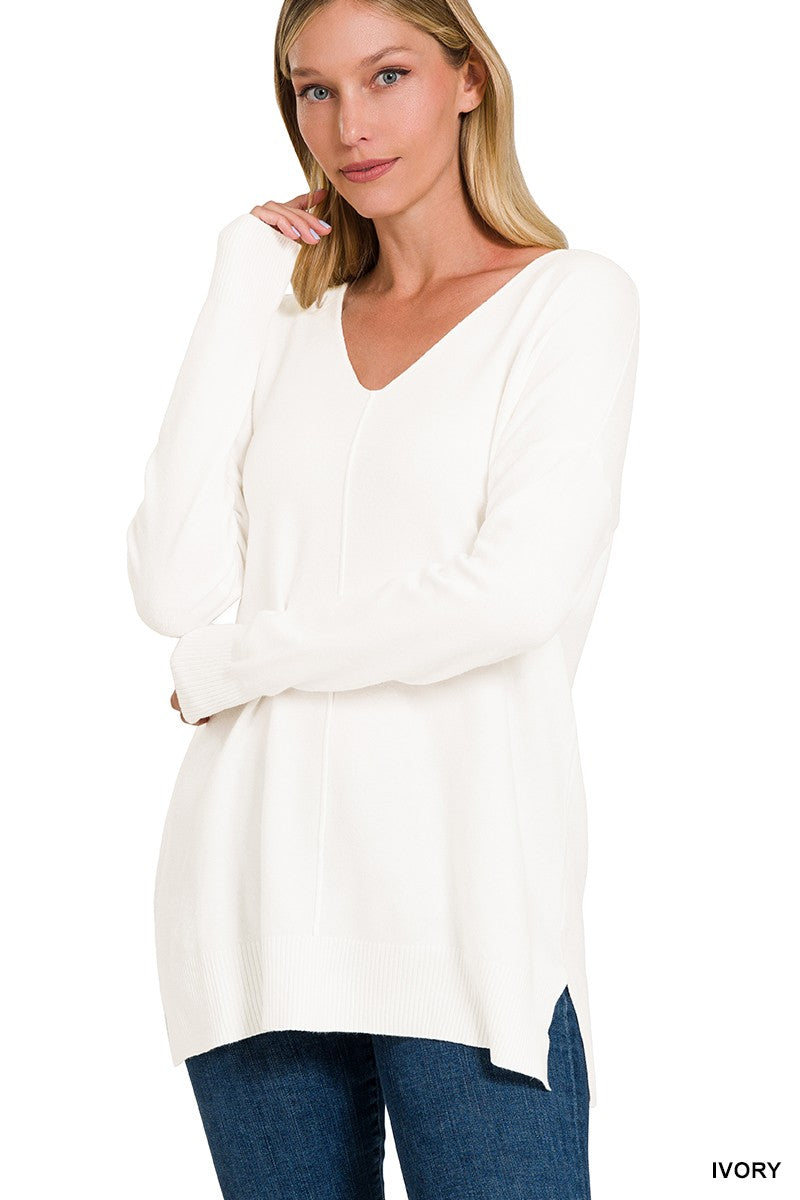 VISCOSE FRONT SEAM SWEATER