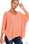 Coral Waffle Top