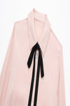 SOLID BOW TIE BUTTON DOWN SATIN SHIRT