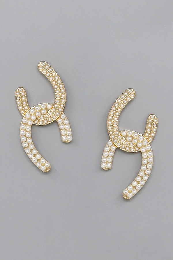 Pearl Embellished Interlocked Earrings