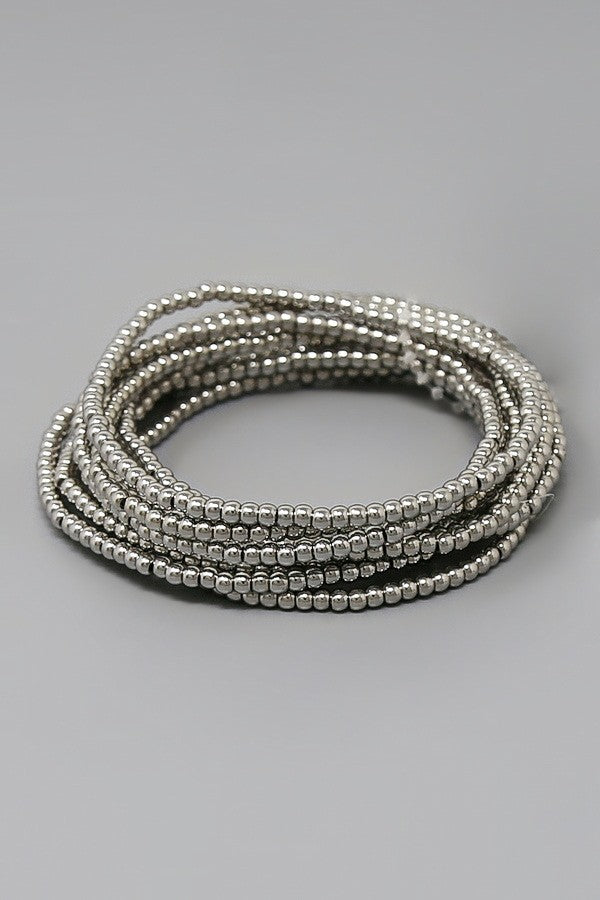 Metal Ball Beaded Stretch Bracelet Set