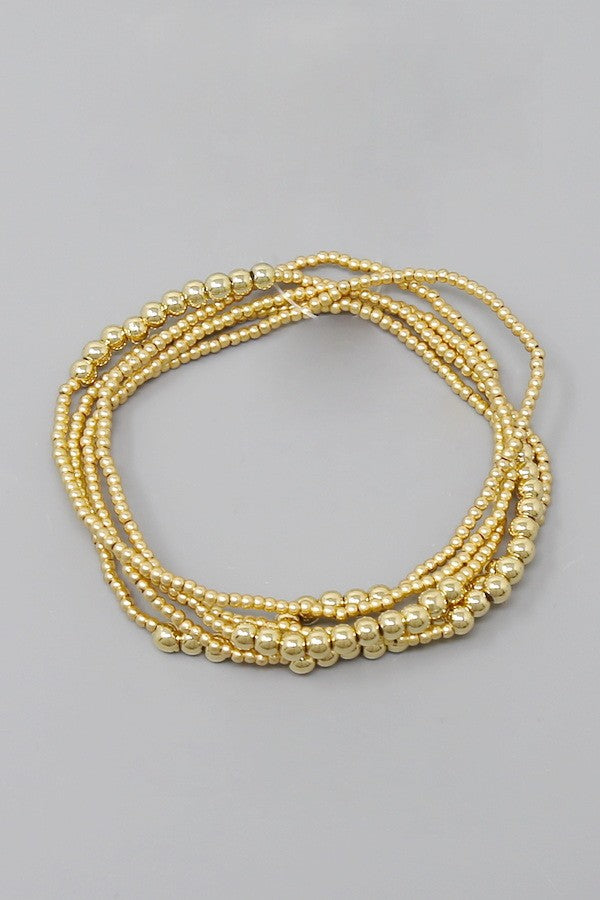 Gold Multi Bead Stretch Bracelet