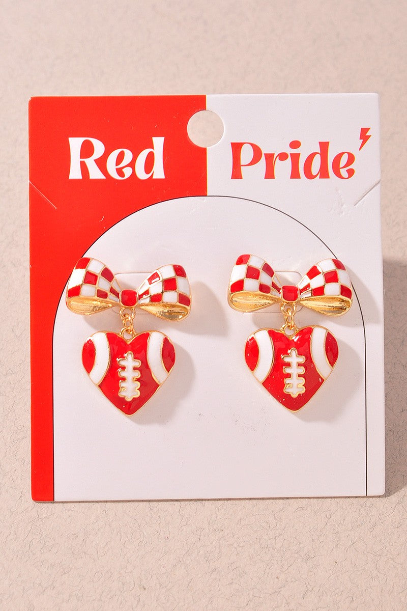 Game Day Football Heart Earrings
