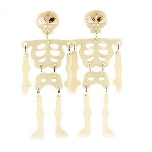 Glow In The Dark Skeleton Clear Halloween Earrings
