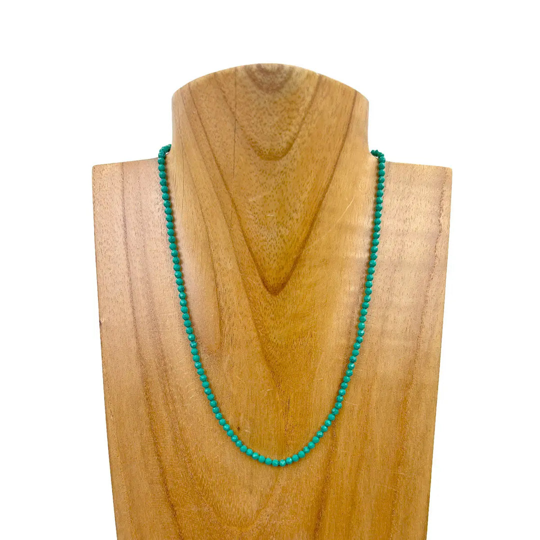 15'' Long 3mm Face Cut Green Jasper Beads Necklace