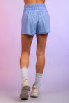 Blue Elasticized Waist Active Wear Shorts