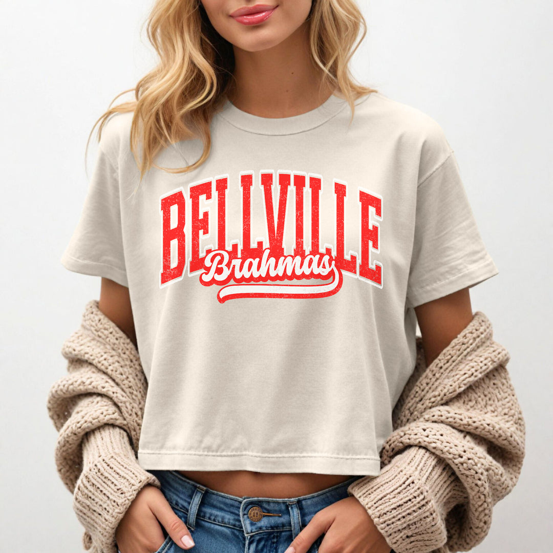Bellville Brahmas Distressed Crop Tee - Preorder