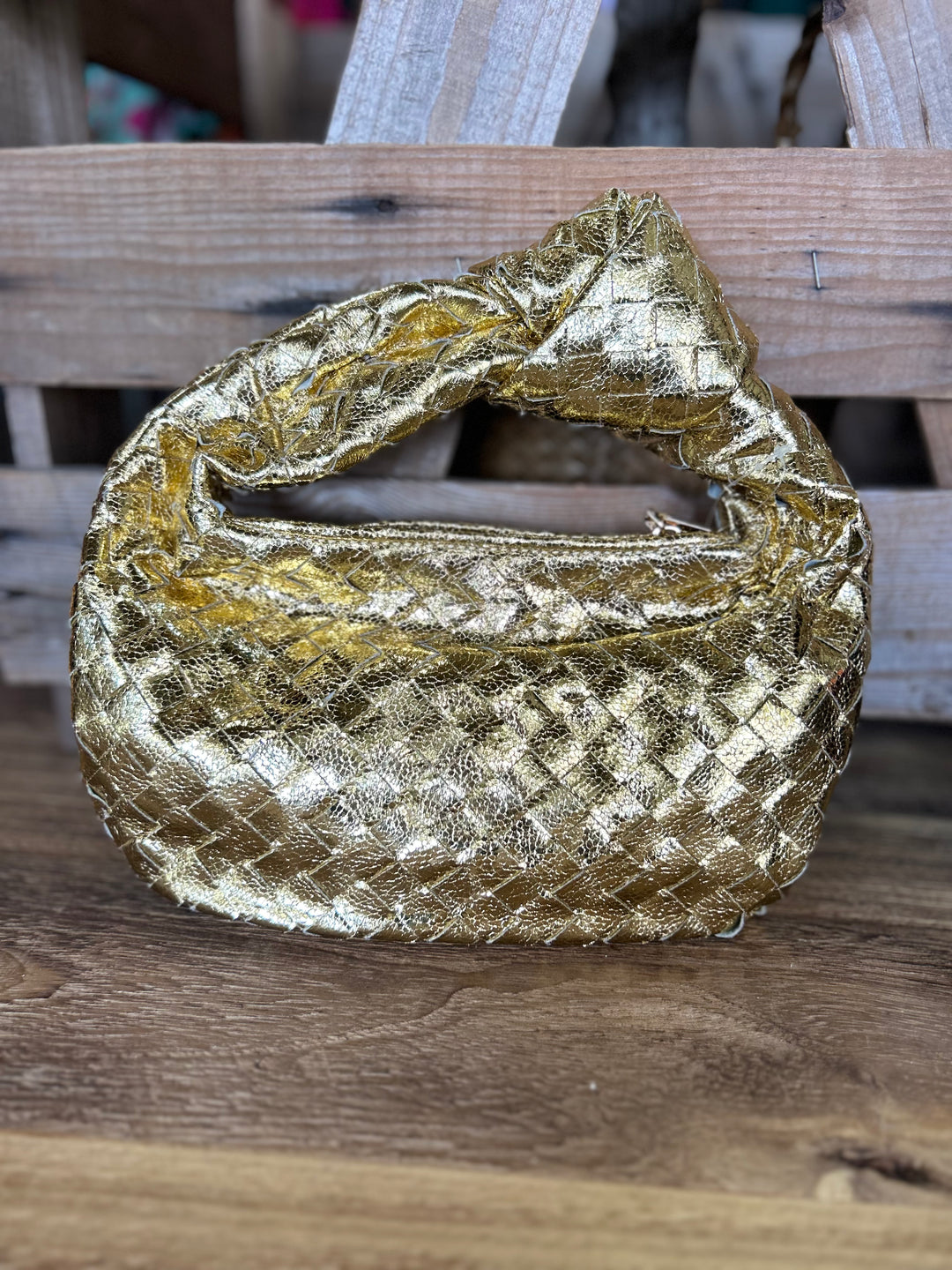 Gold Woven Clutch