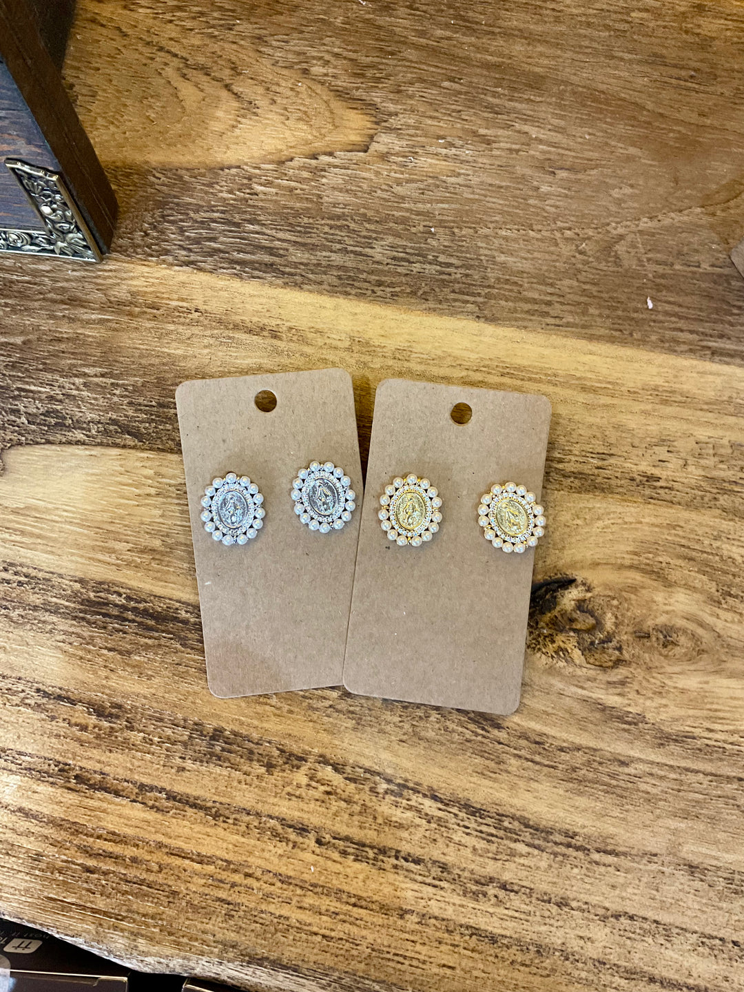 Pearl and Saint Earrings