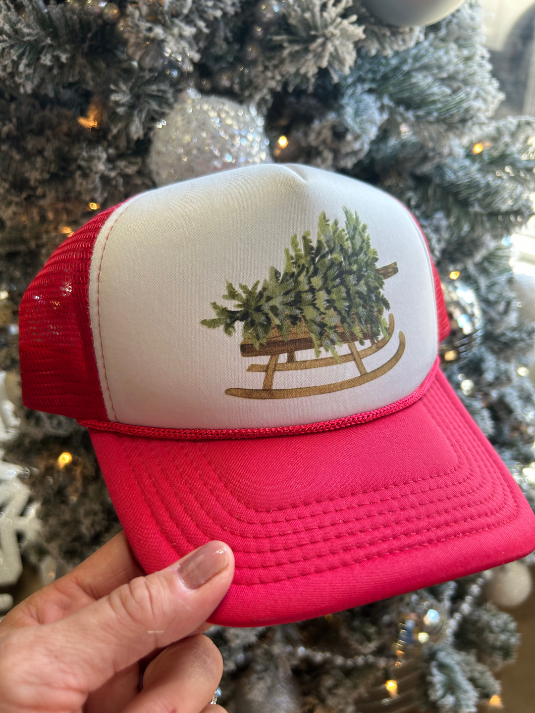 Tree and Sleigh Trucker Cap