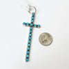 Navajo Handmade Sterling Silver & Kingman Turquoise Cross Pendant