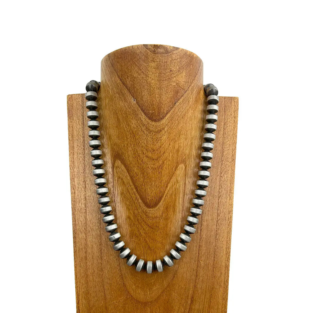 22 Inches Silver Faux Pearl Beads Necklace