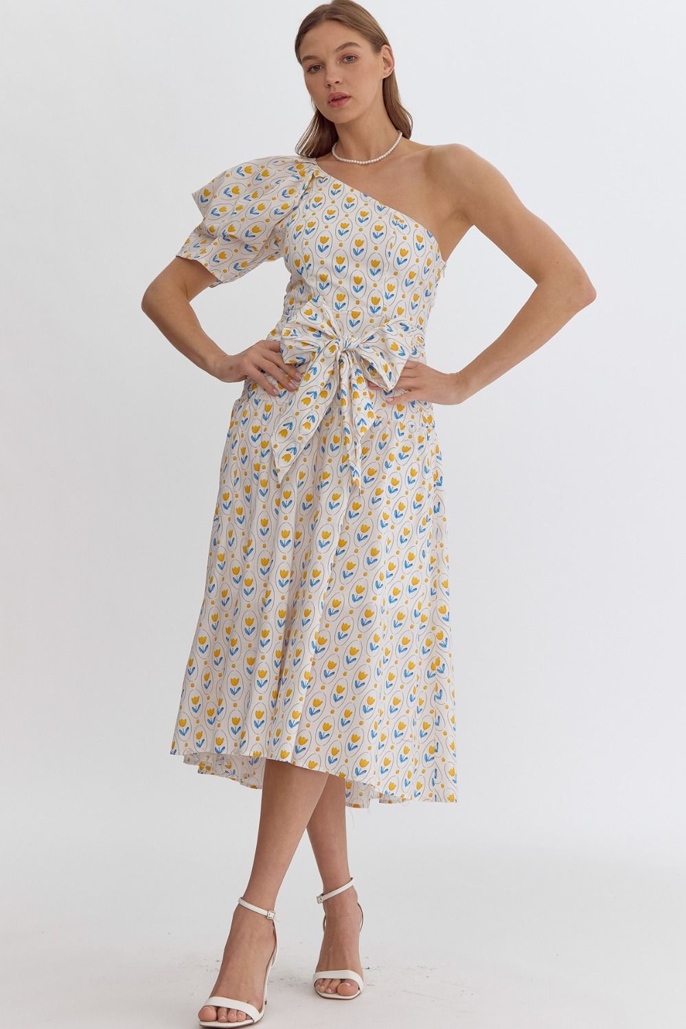 One Shoulder Flower Print Dress – Southern Trends