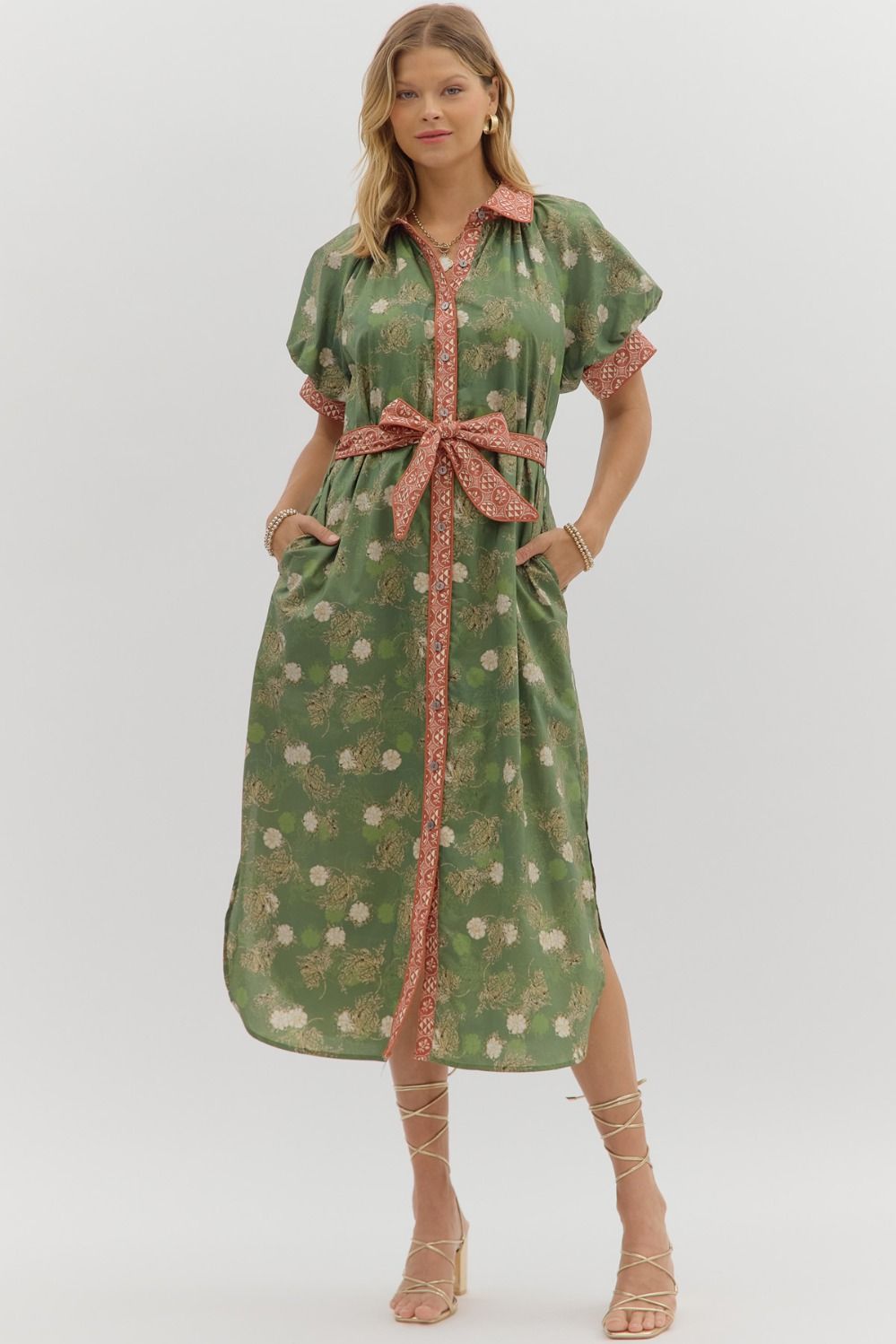Olive Floral Dress Southern Trends Olive Floral Dress Southern Trends