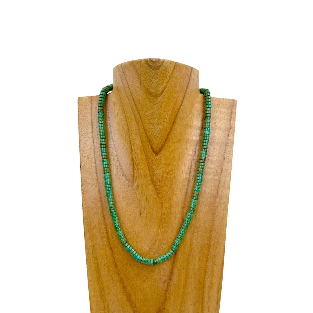 16 Inches Dark Green Heishi Disc Turquoise Stone Necklace