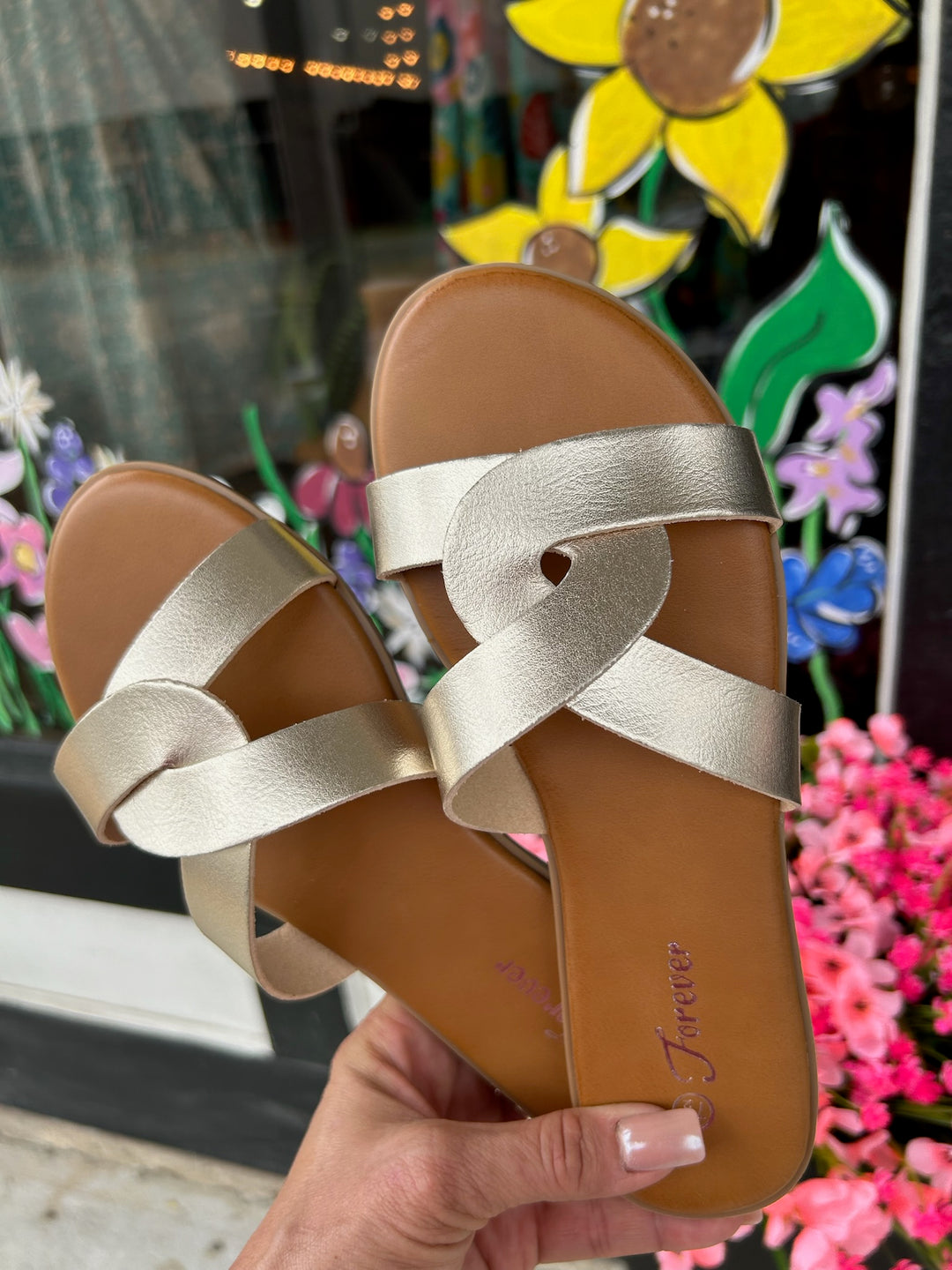 Ample Gold Twist Strap Sandal