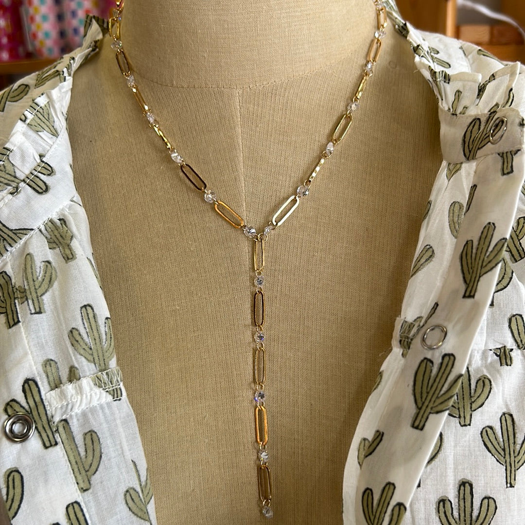 Clip and Rhinestone Necklace