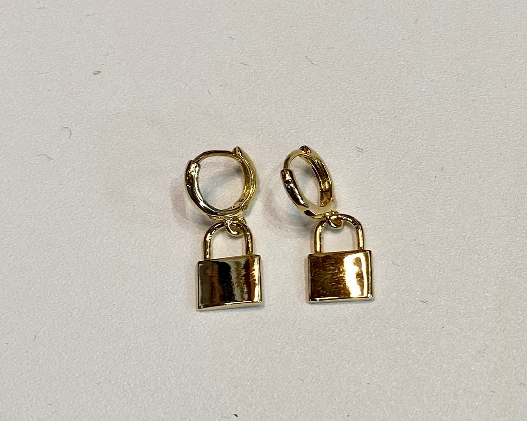 Padlock Huggie Hoops