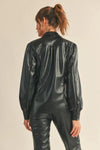 RIZZO FAUX LEATHER BUTTON UP SHACKET