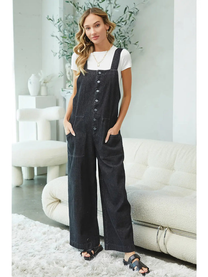 Denim Wide-Leg Jumpsuit