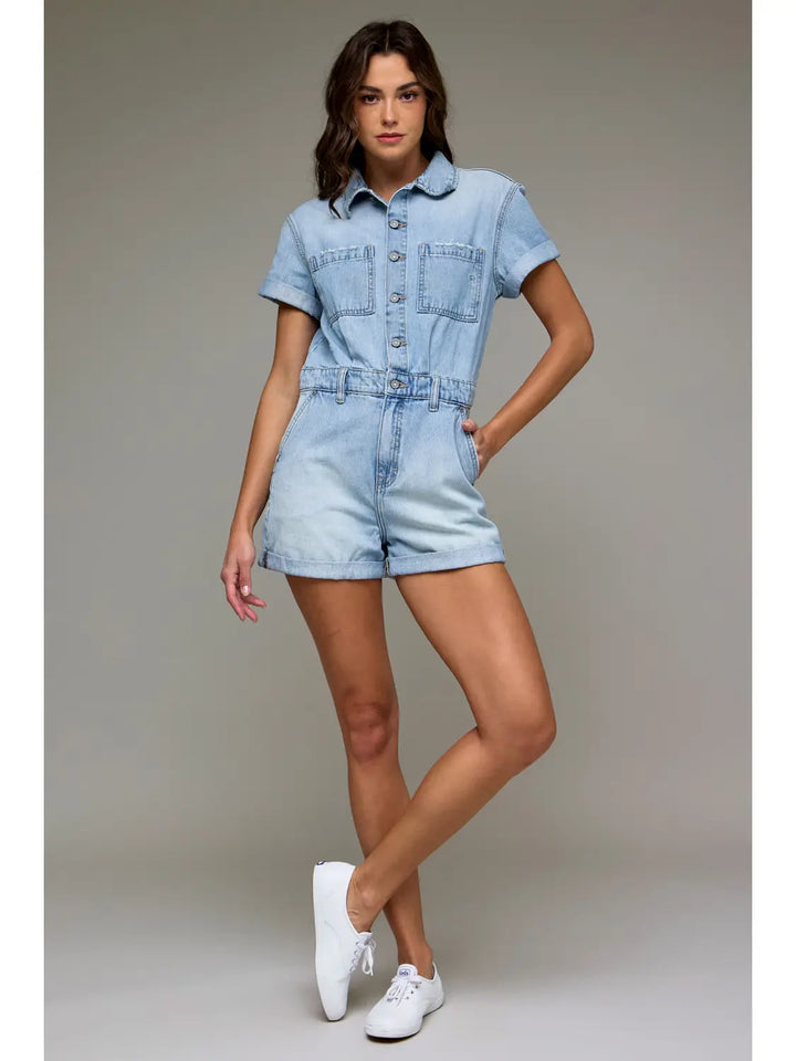 Medium Light Classic Denim Short Romper