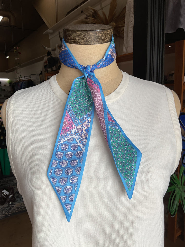 Patchwork Print Silk Feel Twilly