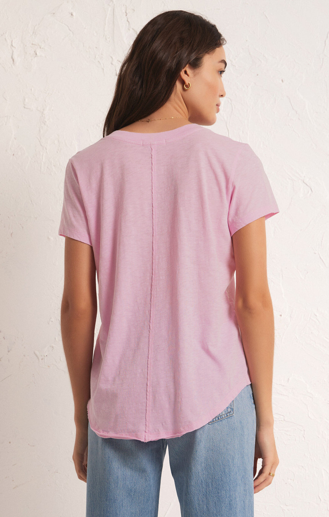 Asher V-Neck Tee-Hibiscus