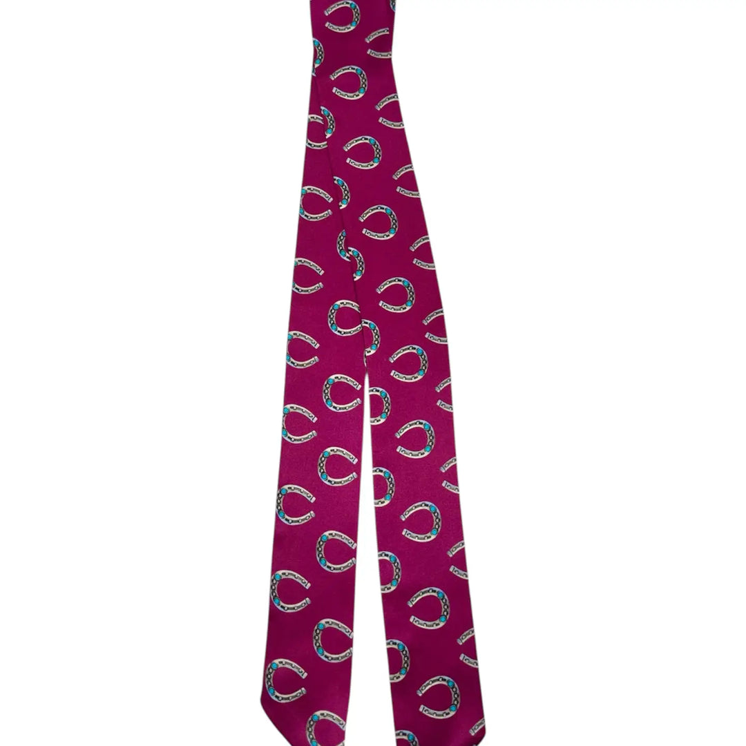 Purple Silk Twilly Scarf with Silver and Turquoise