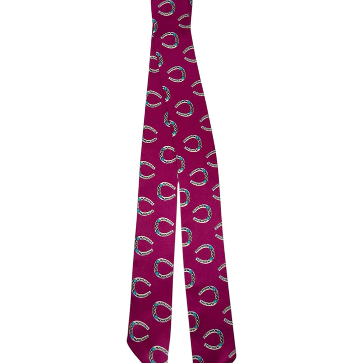 Purple Silk Twilly Scarf with Silver and Turquoise