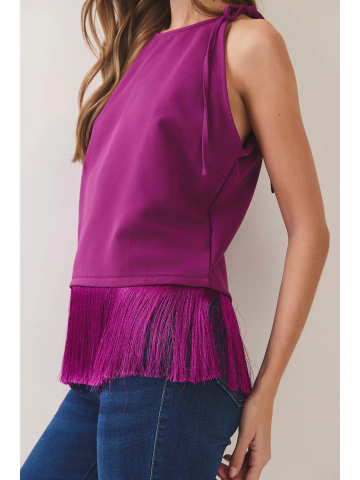 Plum Fringe Top