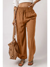 Drawstring Elastic Waist Casual Wide Leg Pants