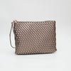 Leatherette Woven bronze clutch bag