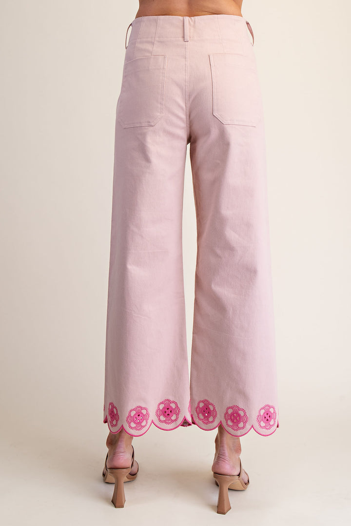 Colette Scallop-Hem Wide-Leg Pants