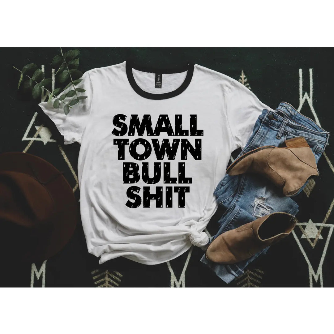 Small Town BS Ringer Tee
