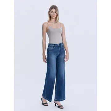 Super High Rise Crease Line Detail Wide Jeans