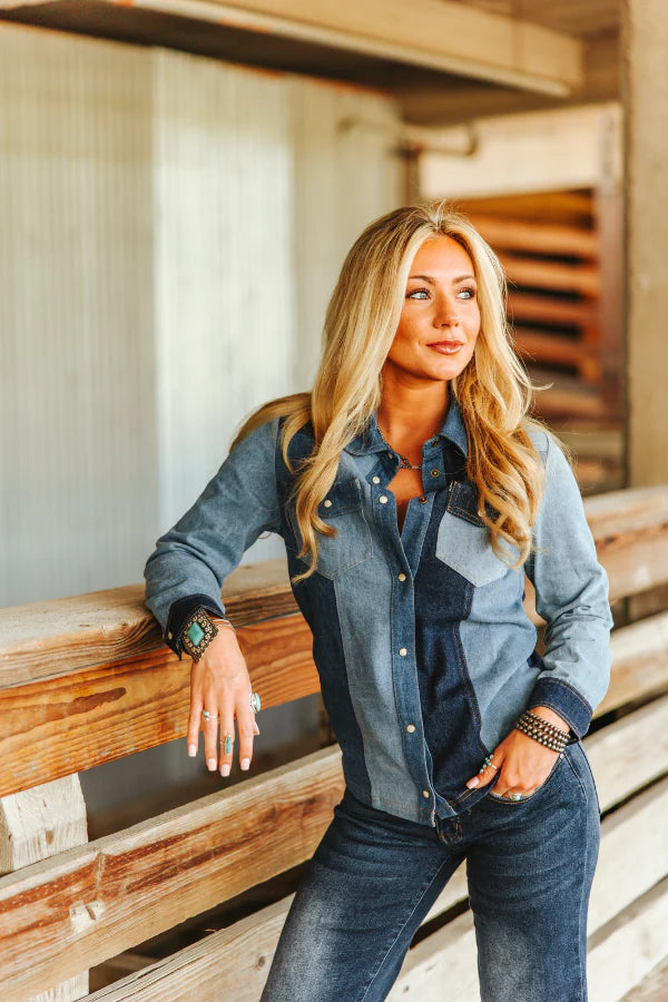 Denim Dan Pearl Snap Top