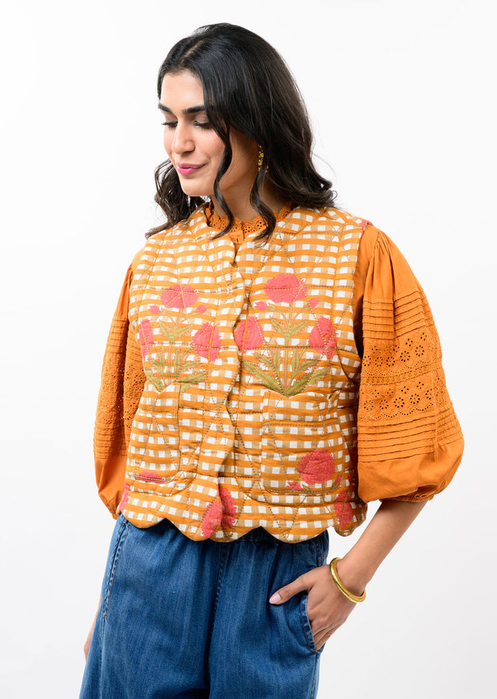 Quilted Scalloped Edge Vest by Ivy Jane