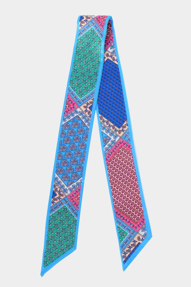 Patchwork Print Silk Feel Twilly