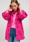 Fuchsia Puff Floral Sherpa Jacket-Ivy Jane