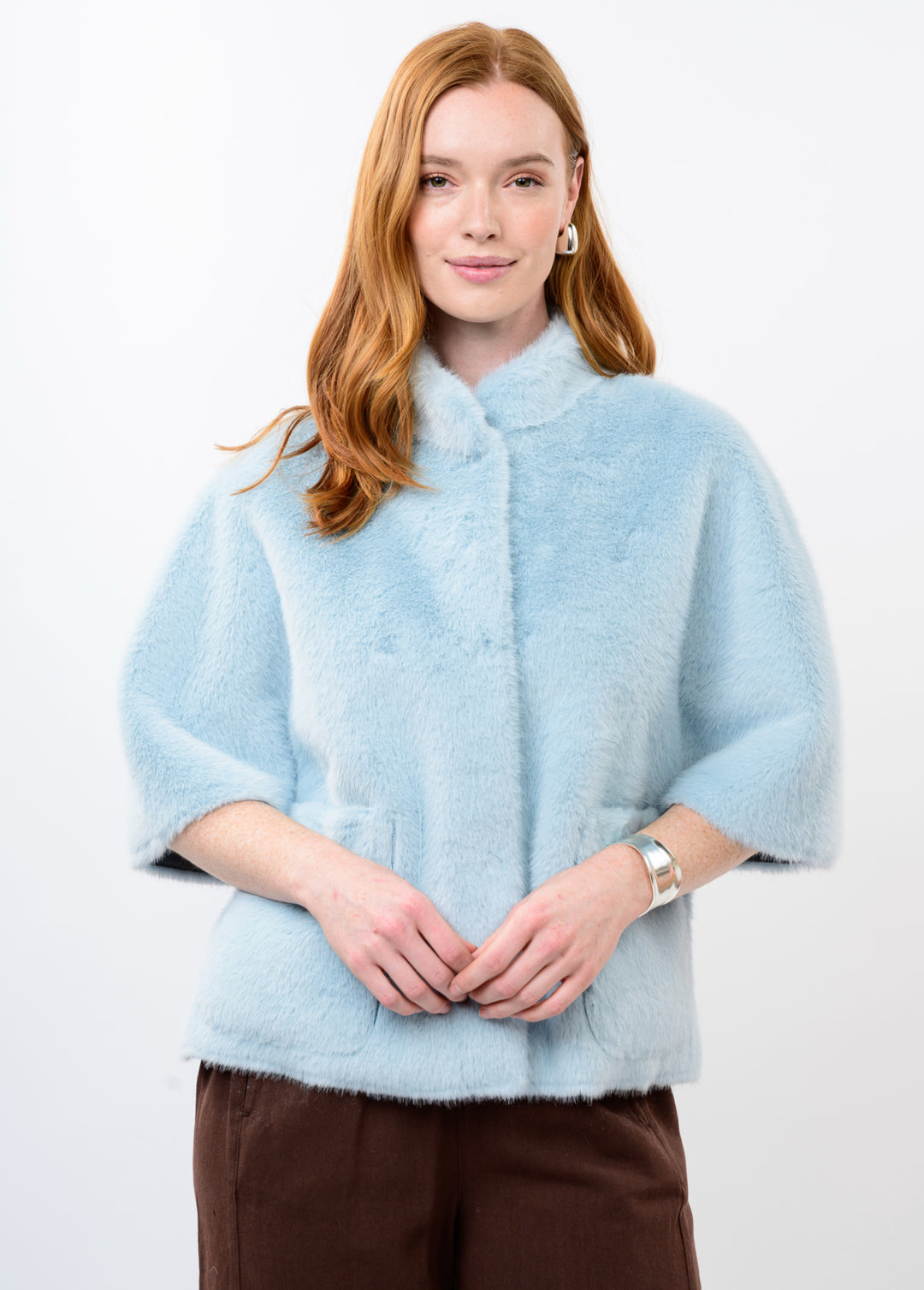 Baby Blue Faux Fur Capelet by Ivy Jane