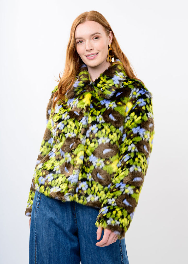 Floral Faux Fur Jacket by Ivy Jane