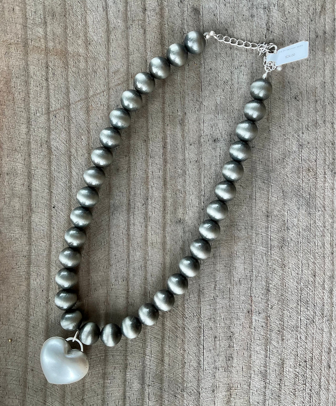 Large Beaded Heart Necklace