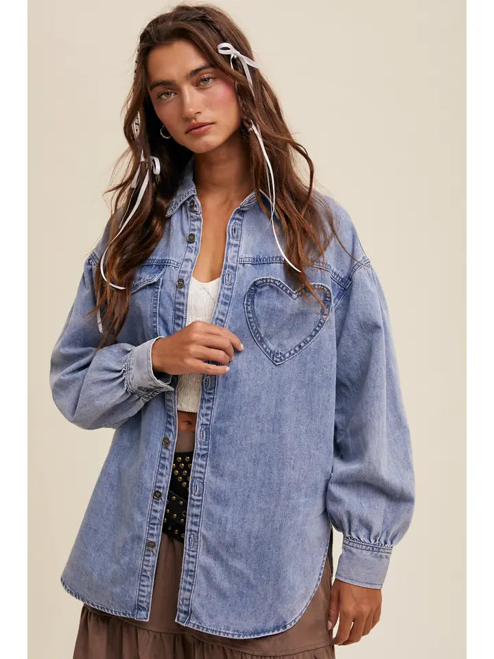 The Denim Heart Pocket Button Down