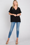 French sleeve V-neck Loose fit daily top