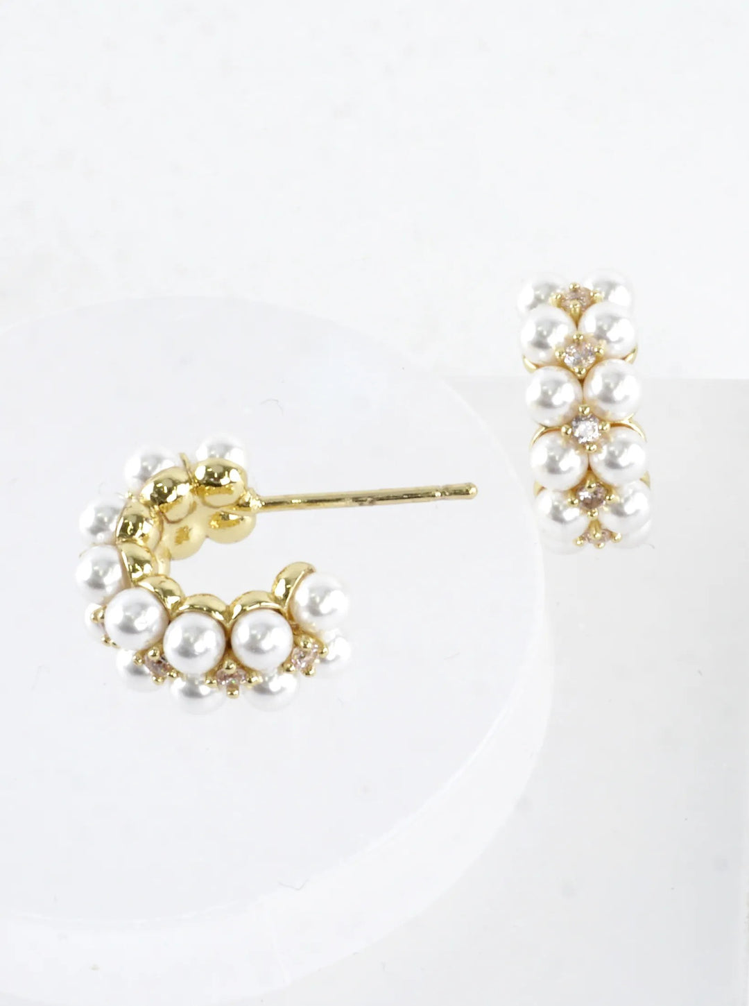 Double Layer Tiny Pearl Hoop Earrings