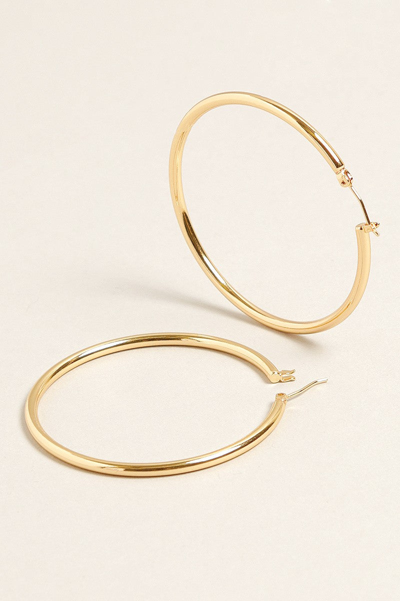 14k Gold Dipped Pin Catch Hoop Earrings