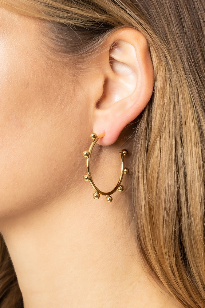 Gold Studded Hoops