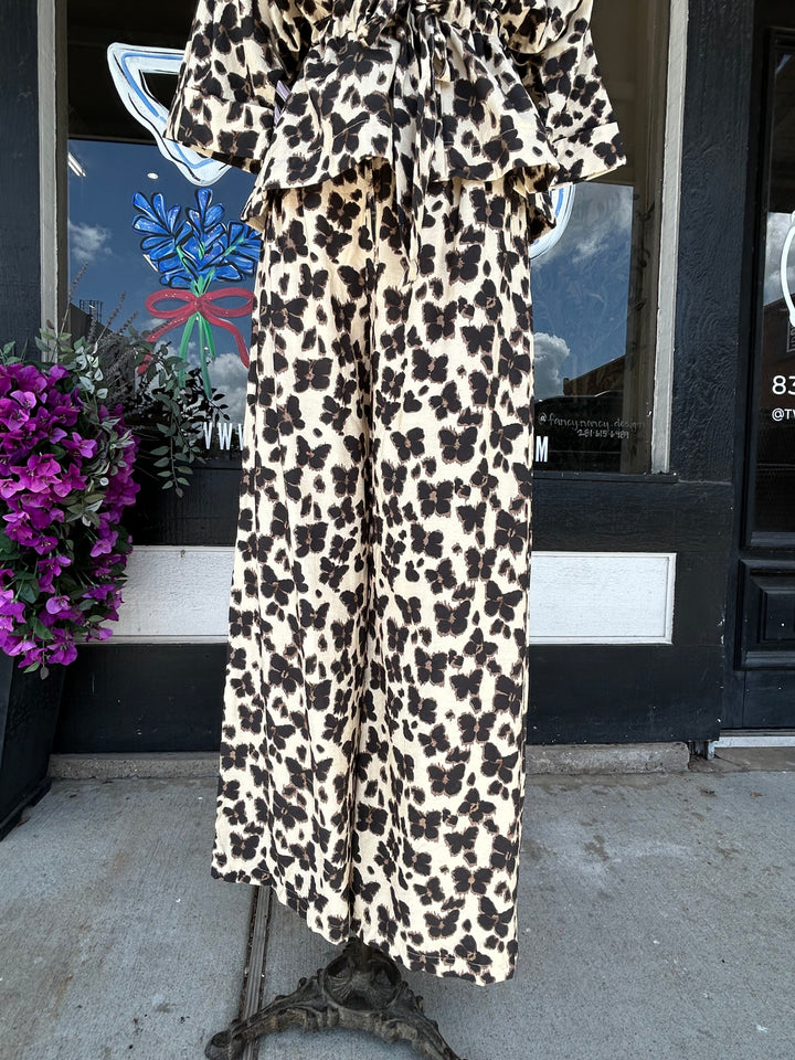 Leopard Tie Waist Pants