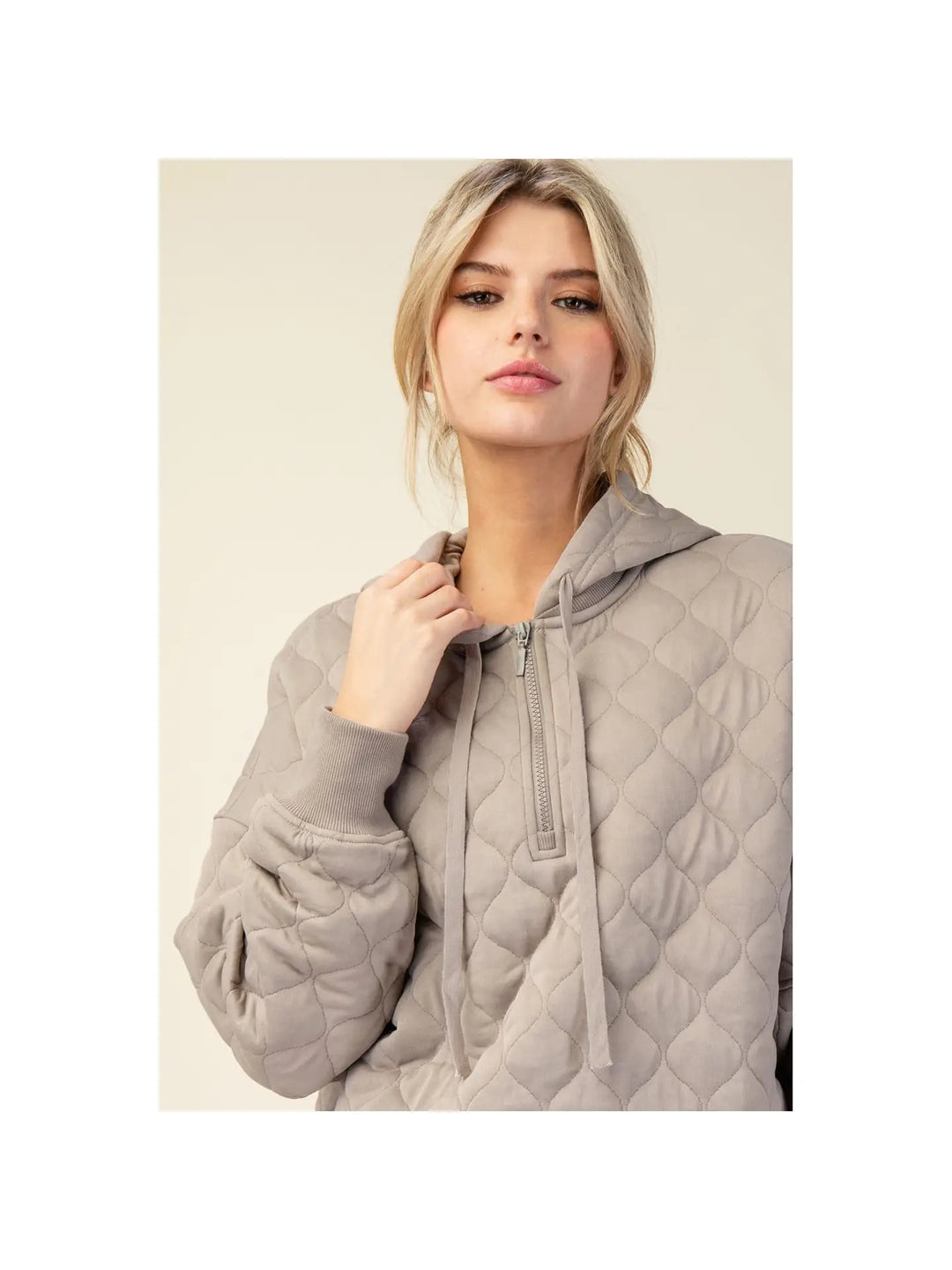 Quilted Quarter Zip Hoodie Jacket